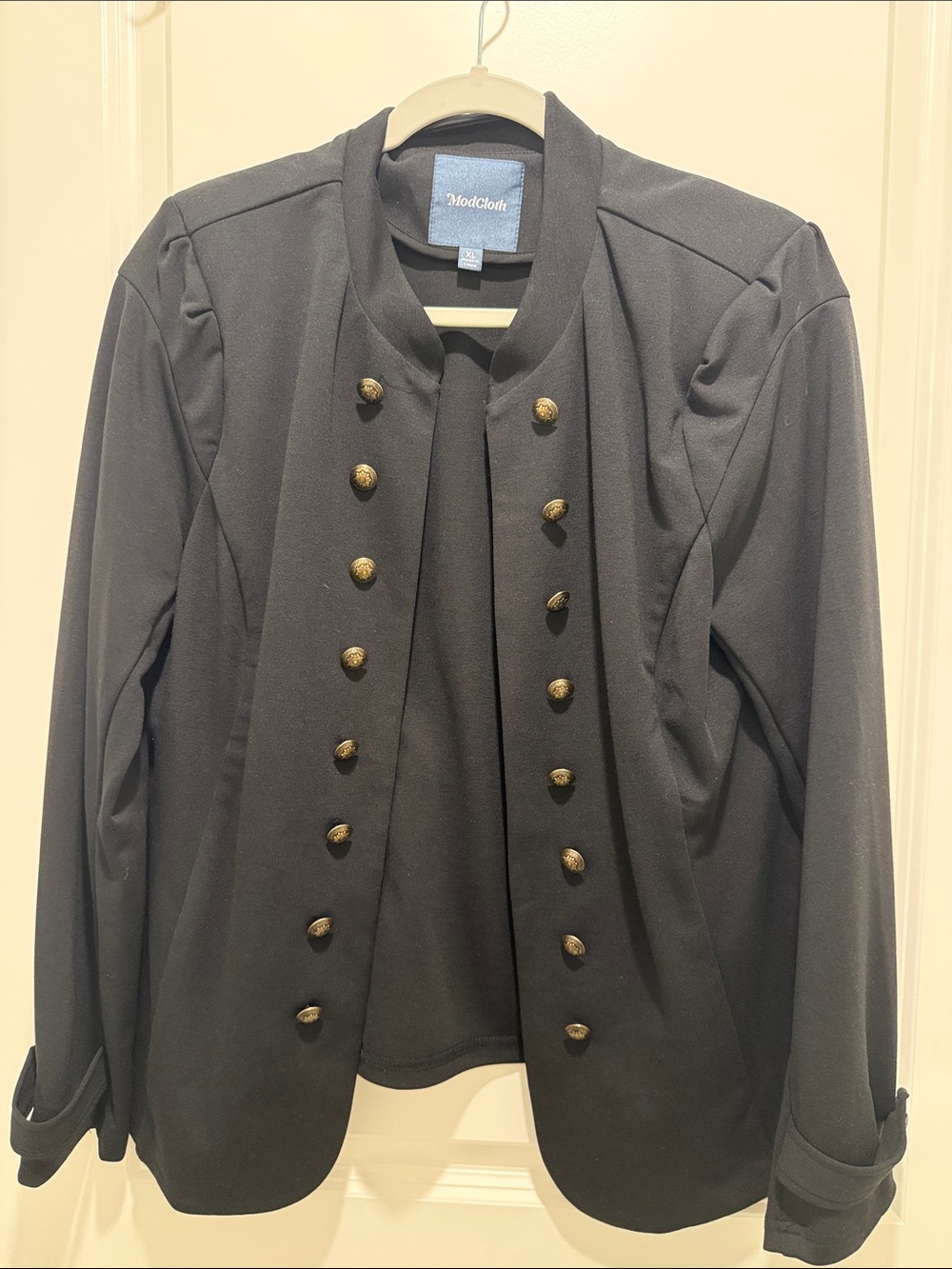 Modcloth Black Military-Style Blazer with Brass Buttons